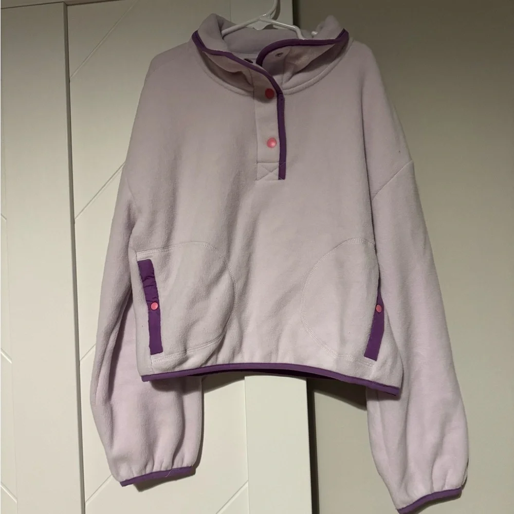 Old Navy Girls Mock Neck Microfleece Pullover Purple Pink L NWT